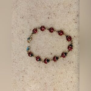Chic Red and Black Ladybug  Bracelet